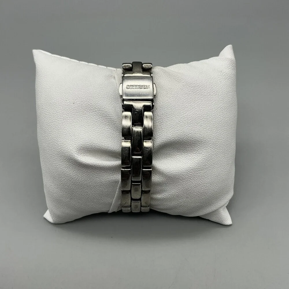 Citizen Quartz Womens Watch 21mm Black Silver Tone Crystals New Battery 6.25